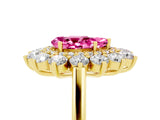 Yellow gold Pear Cut Halo Cluster Diamond Ring with Pave Band and Four-Prong Setting_17