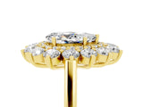 Yellow gold Pear Cut Halo Cluster Diamond Ring with Pave Band and Four-Prong Setting_17
