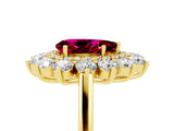 Yellow gold Pear Cut Halo Cluster Diamond Ring with Pave Band and Four-Prong Setting_17