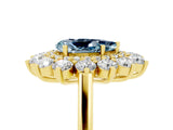 Yellow gold Pear Cut Halo Cluster Diamond Ring with Pave Band and Four-Prong Setting_17