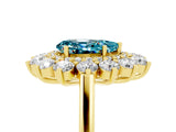 Yellow gold Pear Cut Halo Cluster Diamond Ring with Pave Band and Four-Prong Setting_17