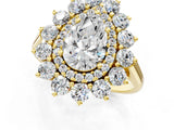 Yellow gold Pear Cut Halo Cluster Diamond Ring with Pave Band and Four-Prong Setting_18
