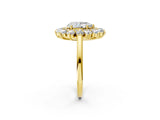 Yellow gold Pear Cut Halo Cluster Diamond Ring with Pave Band and Four-Prong Setting_19