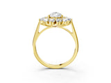 Yellow gold Pear Cut Halo Cluster Diamond Ring with Pave Band and Four-Prong Setting_20