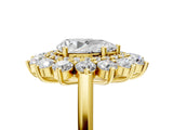Yellow gold Pear Cut Halo Cluster Diamond Ring with Pave Band and Four-Prong Setting_22