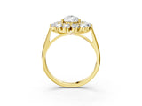 Yellow gold Pear Cut Halo Cluster Diamond Ring with Pave Band and Four-Prong Setting_32