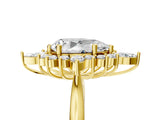Yellow gold Pear Cut Halo Diamond Cluster Ring with Marquise and Round Stones on a White Gold Band with Prong Setting_14