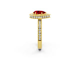 Yellow gold Pear Cut Halo Diamond Engagement Ring with Milgrain Pave Band and Four-Prong Setting_2