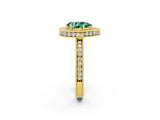 Yellow gold Pear Cut Halo Diamond Engagement Ring with Milgrain Pave Band and Four-Prong Setting_2