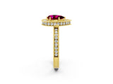 Yellow gold Pear Cut Halo Diamond Engagement Ring with Milgrain Pave Band and Four-Prong Setting_2