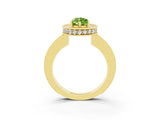 Yellow gold Pear Cut Halo Diamond Engagement Ring with Milgrain Pave Band and Four-Prong Setting_3