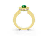 Yellow gold Pear Cut Halo Diamond Engagement Ring with Milgrain Pave Band and Four-Prong Setting_3