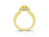Yellow gold Pear Cut Halo Diamond Engagement Ring with Milgrain Pave Band and Four-Prong Setting_3