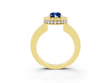 Yellow gold Pear Cut Halo Diamond Engagement Ring with Milgrain Pave Band and Four-Prong Setting_3
