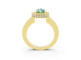 Yellow gold Pear Cut Halo Diamond Engagement Ring with Milgrain Pave Band and Four-Prong Setting_3