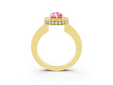Yellow gold Pear Cut Halo Diamond Engagement Ring with Milgrain Pave Band and Four-Prong Setting_3