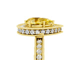 Yellow gold Pear Cut Halo Diamond Engagement Ring with Milgrain Pave Band and Four-Prong Setting_5