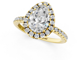 Yellow gold Pear Cut Halo Diamond Engagement Ring with Pave Band and Four-Prong Setting_21