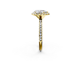 Yellow gold Pear Cut Halo Diamond Engagement Ring with Pave Band and Four-Prong Setting_22