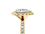 Yellow gold Pear Cut Halo Diamond Engagement Ring with Pave Band and Four-Prong Setting_25