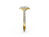 Yellow gold Pear Cut Halo Diamond Engagement Ring with Pave Band and Four-Prong Setting_42