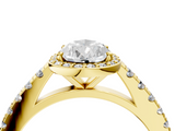 Yellow gold Pear Cut Halo Diamond Engagement Ring with Pave Band and Four-Prong Setting_44