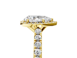 Yellow gold Pear Cut Halo Diamond Engagement Ring with Pave Band and Four-Prong Setting_45