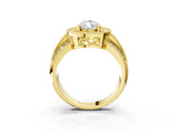 Yellow gold Pear Cut Halo Diamond Engagement Ring with Pave Split Shank and Four-Prong Setting_6