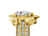 Yellow gold Pear Cut Halo Diamond Engagement Ring with Pave Split Shank and Four-Prong Setting_8