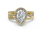 Yellow gold Pear Cut Halo Diamond Engagement Ring with Split Shank and Four-Prong Setting_20