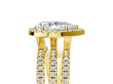 Yellow gold Pear Cut Halo Diamond Engagement Ring with Split Shank and Four-Prong Setting_25