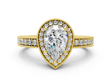 Yellow gold Pear Cut Halo Diamond Pave Band Ring with Four-Prong Setting_61