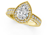 Yellow gold Pear Cut Halo Diamond Pave Band Ring with Four-Prong Setting_62