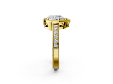 Yellow gold Pear Cut Halo Diamond Pave Band Ring with Four-Prong Setting_63