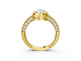 Yellow gold Pear Cut Halo Diamond Pave Band Ring with Four-Prong Setting_64
