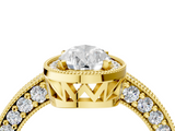 Yellow gold Pear Cut Halo Diamond Pave Band Ring with Four-Prong Setting_65