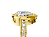 Yellow gold Pear Cut Halo Diamond Pave Band Ring with Four-Prong Setting_66