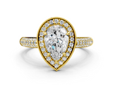 Yellow gold Pear Cut Halo Diamond Pave Band with Four-Prong Setting_49