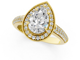 Yellow gold Pear Cut Halo Diamond Pave Band with Four-Prong Setting_50