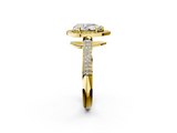 Yellow gold Pear Cut Halo Diamond Pave Band with Four-Prong Setting_51