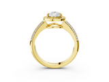 Yellow gold Pear Cut Halo Diamond Pave Band with Four-Prong Setting_52