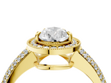 Yellow gold Pear Cut Halo Diamond Pave Band with Four-Prong Setting_53
