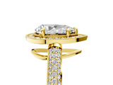 Yellow gold Pear Cut Halo Diamond Pave Band with Four-Prong Setting_54