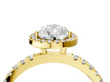Yellow gold Pear Cut Halo Diamond Pave Band with Prong Setting_12