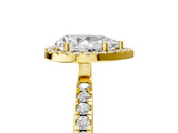 Yellow gold Pear Cut Halo Diamond Pave Band with Prong Setting_13