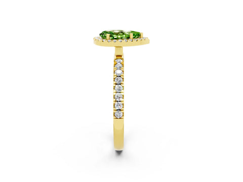Yellow gold Pear Cut Halo Diamond Pave Band with Prong Setting_2