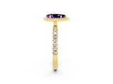 Yellow gold Pear Cut Halo Diamond Pave Band with Prong Setting_2