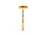 Yellow gold Pear Cut Halo Diamond Pave Band with Prong Setting_2
