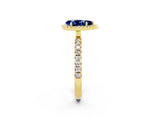 Yellow gold Pear Cut Halo Diamond Pave Band with Prong Setting_2