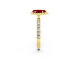 Yellow gold Pear Cut Halo Diamond Pave Band with Prong Setting_2